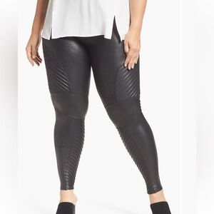 SPANX Faux-Leather Moto Leggings 1X